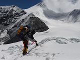 
Climbing Sherpa Lal Singh Tamang Places Wands In The Broken Up East Rongbuk Glacier On The Way To Lhakpa Ri Camp I
